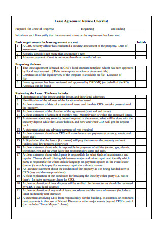 Lease Agreement Review Checklist