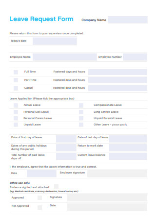 Leave Request Form Fillable