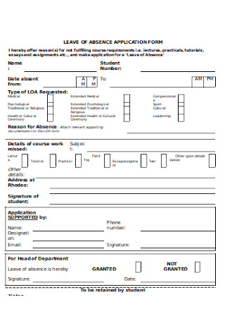 Leave of Absence Application Form