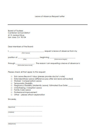 54+ Sample Leave Of Absence Letters And Forms In Pdf | Ms Word Google Docs  | Apple Pages