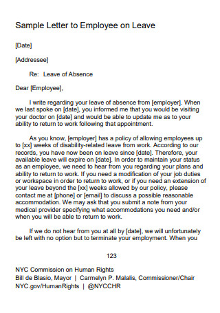 Letter to Employee on Leave