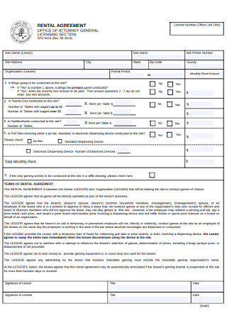 Licensing Section Rental Agreement