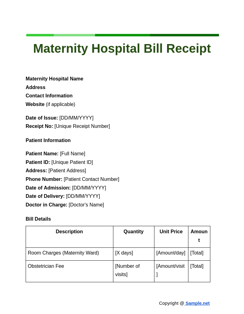 Maternity Hospital Bill Receipt Google Docs 10 17 2024 12 50 PM