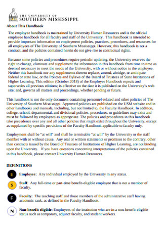 Mississipi University Employee Handbook