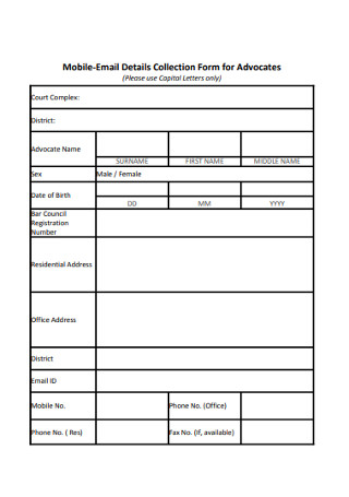 Mobile Email Details Collection Form