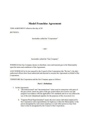 Model Franchise Agreement