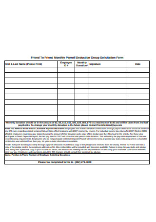 Monthly Payroll Deduction Group Solicitation Form
