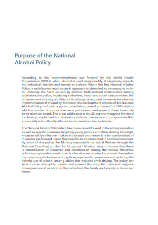 National Alcohol Policy
