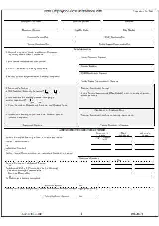 New Employee Guest Orientation Form