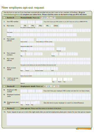 New Employee Opt out Request Form