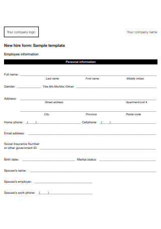 50+ SAMPLE New Employee Forms in PDF  MS Word