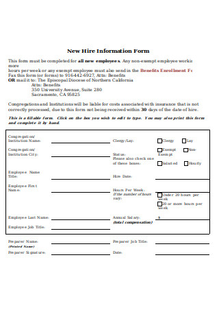 New Hire Information Form