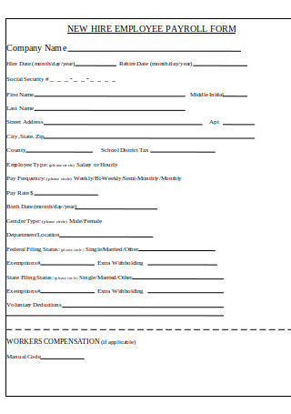 New Hire Payroll Information Form