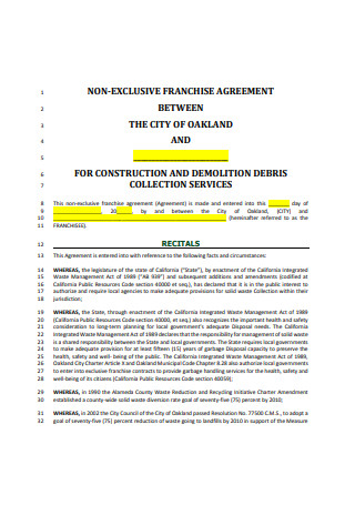 Non Exclusive Franchise Agreement