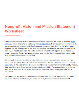 Nonprofit Vision and Mission Statement