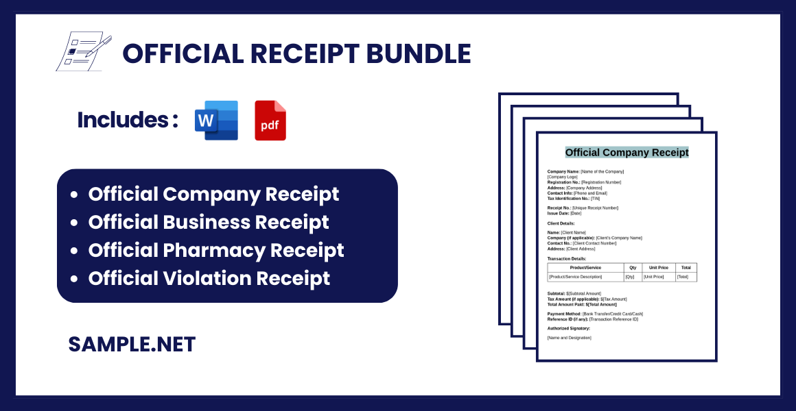 official receipt bundle