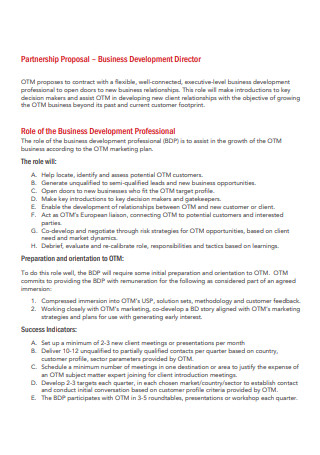 Partnership Proposal for Business Development Director