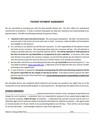 Patient Payment Agreement