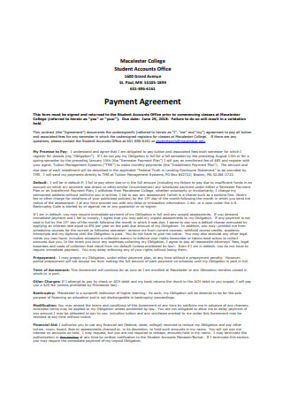 Payment Agreement Example