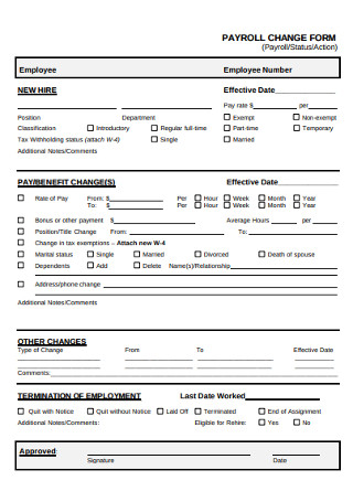 Payroll Action Change Form