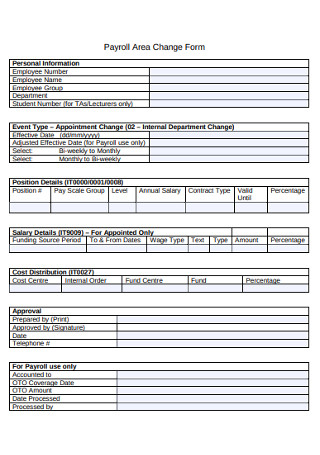 Payroll Area Change Form
