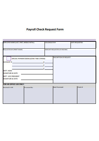 Payroll Check Request Form Sample