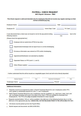 Payroll Check Request Form