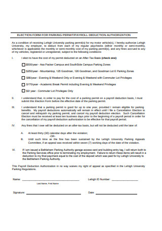 Payroll Deduction Authorization Form Example