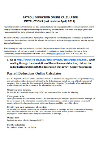 Payroll Deduction Online Calculator