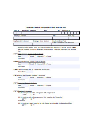 Payroll Overpayment Collection Checklist