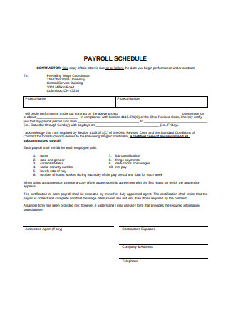Payroll Schedule Format