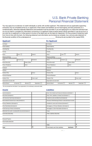 Personal Private Banking Financial Statement