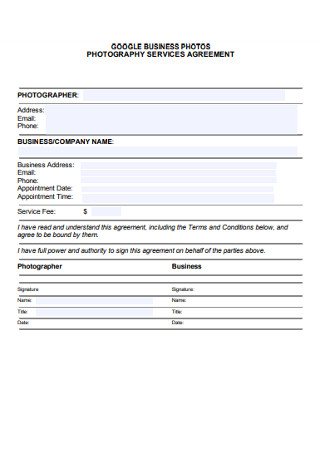 Photography Business Service Agreement