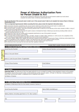 Power of Attorney Authorization Form