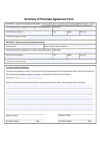 Purchase Agreement Form