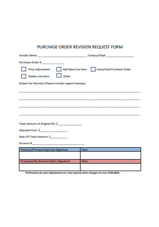 Purchase Order Revision Request Form
