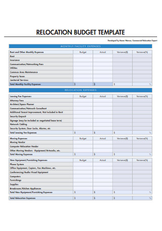 Relocation Budget Template