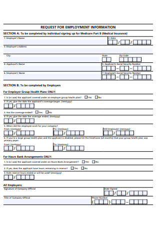 Request for Employment Information Form