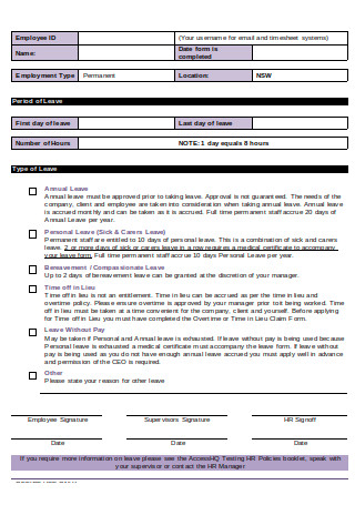 Request for Leave Form