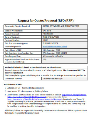 Request for Quote Proposal