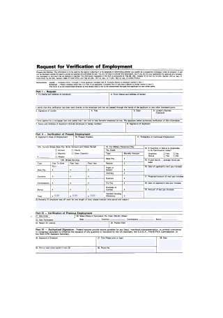 Request for Verification Employment Information Form