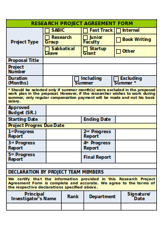 Research Project Agreement Form
