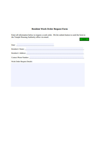Resident Work Order Request Form
