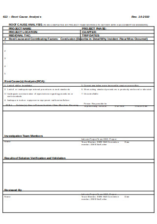 Root Cause Analysis Form Sample