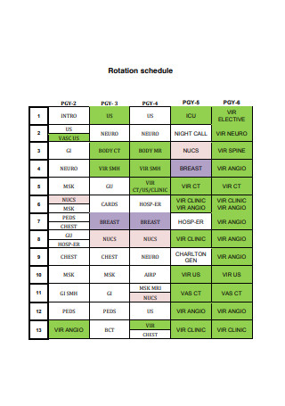 Rotation schedule Format