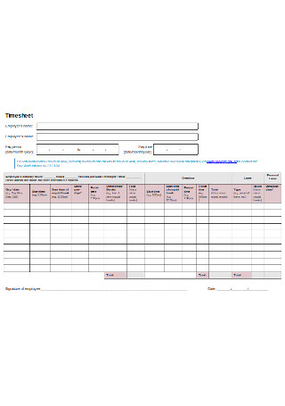 Sample Employee Time Sheet