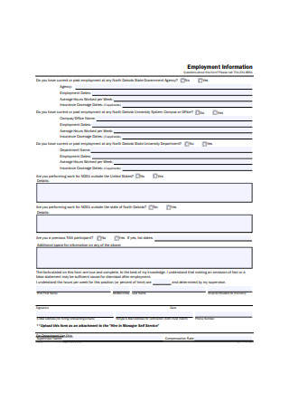 Sample Employment Information Form