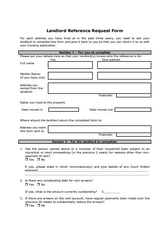 Sample Landlord Reference Request Form