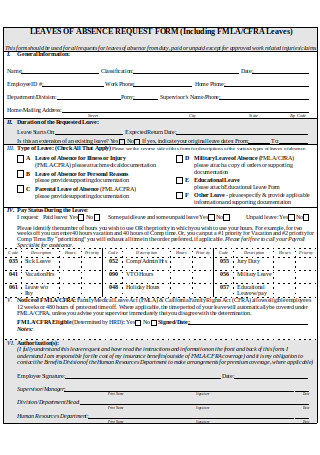 Sample Leave of Absence Request Form
