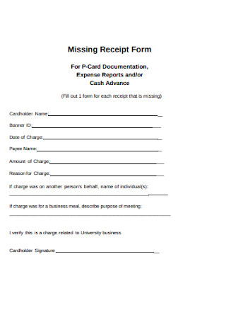 Sample Missing Receipt Form